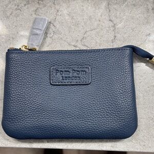 Pom Pom Chelsea Coin Leather Purse with Gold Accents